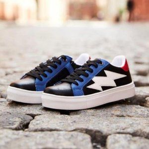 NEW Girls' Hoo Riley Lightening Bolt Sneakers 3 or 4 w/ side zipper
